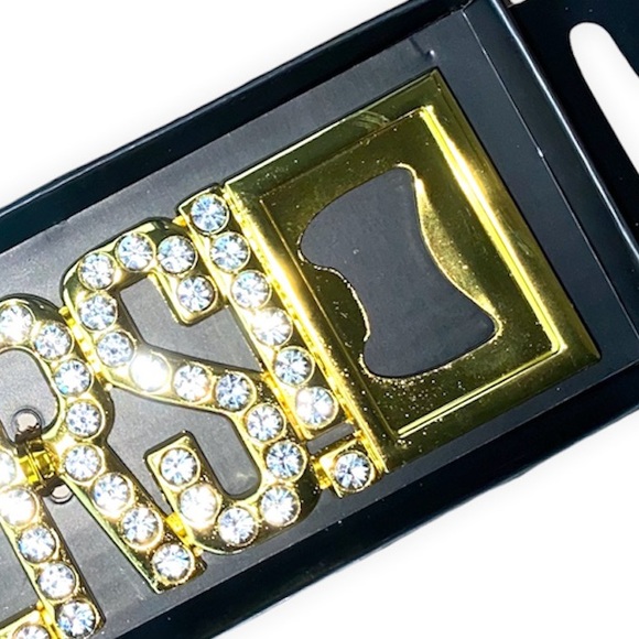 NWTs Goldtone & Bling bottle opener and wine bottle stopper set. Amazing!! - Picture 4 of 4